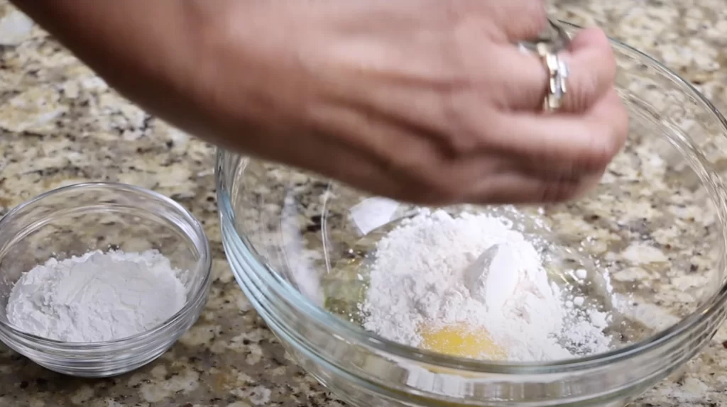 Making the batter for General Tsos Chicken 